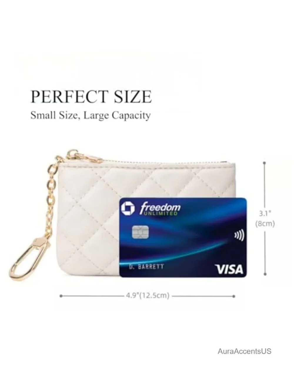 Quilted Faux Leather Coin Purse with Keychain Small Pouch Card Holder